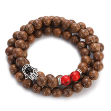 Load image into Gallery viewer, Multilayer Wood Beads Buddha Lotus OM Bracelet Tibetan Buddhist Mala Charm Rosary Bracelet Yoga Wooden For Women Men Jewelry
