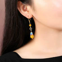 Load image into Gallery viewer, Ethnic Style Long Jade Earrings Retro Temperament Fringed Silver Earrings
