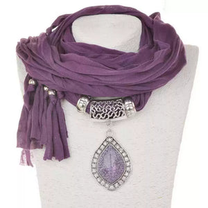 Alloy Jewelry Scarf, Pendant Scarf, Polyester Sweat Cloth 180x40 Women's Autumn and Winter Scarf