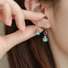 Load image into Gallery viewer, S925 Silver Turquoise Inlaid Wanfo Pendant, Ear Hook Earrings Women's New Tibetan Style Earrings
