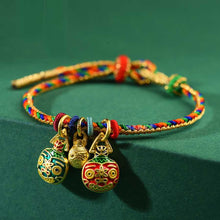 Load image into Gallery viewer, Gold Swallowing Beast Colorful Rope Bracelet Colorful Thread Blessing Wealthy Family Bracelet
