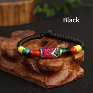 New Featured Handwoven Bracelet with Ethnic Style Embroidery Colorful Thread Bracelet for Men and Women