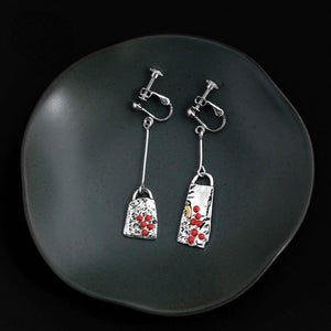 Retro Style New Asia Style Geometric Sculpture Coral Earrings National Tide Temperament Earrings