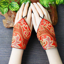 Load image into Gallery viewer, Wrist Half Finger Gloves Spring and Autumn Retro Fingerless National Style Embroidery Decorative Literary Wrist Cover
