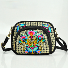 Load image into Gallery viewer, Tibet ethnic embroidery bag double side embroidery canvas zero wallet mobile phone bag women&#39;s Mini slant span bag

