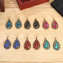 Load image into Gallery viewer, Creative Water Drop Gem Inlaid  Ancient National Style Earrings
