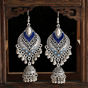 Retro Exotic Drops of Love Nepal Birdcage Bell Pendant Earrings