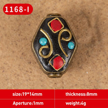 Load image into Gallery viewer, 1Pc 15 Styles Retro Nepal Beads Handmade Red Coral Tibetan Bead Antique Golden For Jewelry Components Making DIY Bracelets
