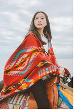 Load image into Gallery viewer, Tibetan Nepalese National Cloak Shawl Thick Hooded bohemian Scarf

