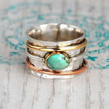 Load image into Gallery viewer, Vintage turquoise plated tricolor rings for men and women
