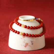 Load image into Gallery viewer, Natural Cinnabar Bracelet Multi-circle 5mm Original DIY with Beeswax Lotus Bead Bracelet
