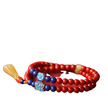 Load image into Gallery viewer, Natural Cinnabar Bracelet Multi-circle 5mm Original DIY with Beeswax Lotus Bead Bracelet
