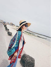 Load image into Gallery viewer, Blue Women Bohemia Floral Tassels Scarf&amp;Cap - hiblings
