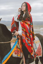 Load image into Gallery viewer, Tibetan Nepalese National Cloak Shawl Thick Hooded bohemian Scarf
