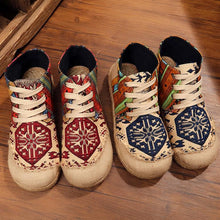 Load image into Gallery viewer, Vintage Boho Folk Pattern Lace-up Flat Canvas Shoes
