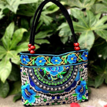 Load image into Gallery viewer, Bayberry Embroidery Ethnic Travel Women Shoulder Bags Handmade Canvas Wood Beads Handbag - hiblings
