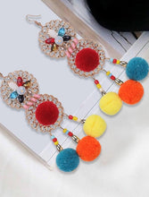 Load image into Gallery viewer, Colorful Ethnic Bohemia Flower Pom Beads Earrings
