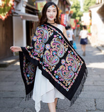 Load image into Gallery viewer, Tibetan and Nepal embroidered flower imitation cashmere scarf for women outside with sunscreen air-conditioning shawl
