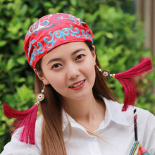 Load image into Gallery viewer, Tibetan Ethnic embroidered headscarf hat leisure retro embroidered hat
