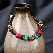 Load image into Gallery viewer, New Tibetan ethnic jewelry hand-woven Nepal Pearl retro bracelet

