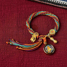 Load image into Gallery viewer, Tibetan Handmade Reincarnation Bracelet Zakiram Green Tara Huangcai Manjushri Thangka Bracelet
