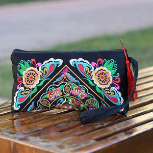 Ethnic Style Tassel Floral Double-Sided Embroidery Portable Bags