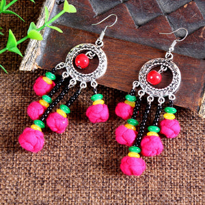 Ethnic Style Cloth Jewelry Cloth Earrings Multicolor