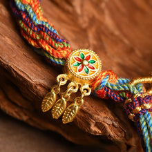 Load image into Gallery viewer, Hand-woven Tibetan wind reincarnation bracelet zakiram green tara yellow god of wealth Manjushri thangka bracelet Tibetan style bracelet

