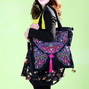 National Embroidery  Portable Shoulder Bag Slung Female Bag Canvas Fashion Casual Bag