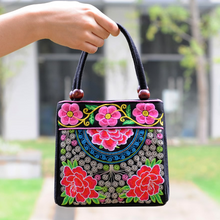 Load image into Gallery viewer, New Tibet National Canvas Women&#39;s Bag Flower Small Square Bag Embroidered Double Pull Lock Lady Handbag
