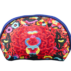 New Fashion National Style Female Embroidered Shell Makeup Lipstick Portable  Mobile Phone Bag