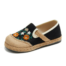 Load image into Gallery viewer, spring embroidered shoes flat-heeled, low-cut embroidered shallow shoes, literary and ethnic style women&#39;s shoes linen casual shoes

