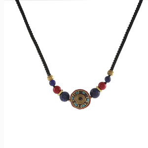 Classical National Style Nepalese Beads Retro Simple Versatile Personalized Fashion Pendant Adjustable Necklace