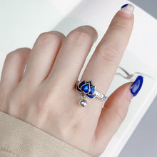 Load image into Gallery viewer, National Cloisonne Lotus S925 Sterling Silver Ring Female Index Finger Ring Niche Design Sense Adjustable Female Ring

