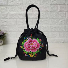Load image into Gallery viewer, Ethnic style embroidered bag, embroidered canvas bag, mobile phone change, drawstring small bag, women&#39;s bucket bag

