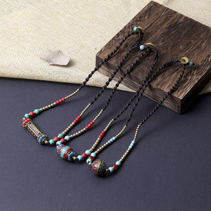 Tibetan ethnic style Nepal beads woven clavicle chain retro simple Joker fashion niche necklace