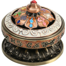 Load image into Gallery viewer, Alloy plate incense burner household Tibetan Eight Treasures Eight Auspicious Sandalwood incense burner Nepal tea ceremony ornaments
