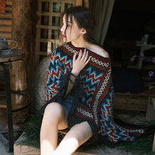 Load image into Gallery viewer, Warmth in autumn and winter, the head shawl of the river loop wears the national custom Su sweater in the sky, and the ancient folk wind blows the opposite side
