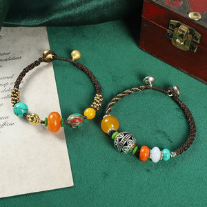 Original design woven Tibetan yellow honey bracelet ethnic personality Tibetan bracelet Nepal accessories.
