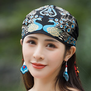New Ethnic Style Retro Embroidery Flower Cap Cotton Hemp Thin Versatile Hat
