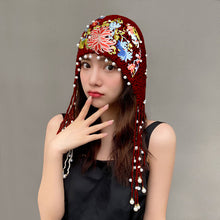 Load image into Gallery viewer, Ethnic style embroidered knitted hat Women&#39;s spring and summer versatile ear protection hat
