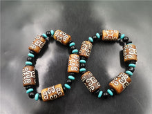 Load image into Gallery viewer, New Tibetan Retro Pattern Beads Agate Barrel Beads Bracelet Tibetan Old Agate Bracelets
