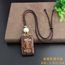 Load image into Gallery viewer, Vintage ebony Nepal pendant fortune transfer Necklace long versatile ethnic style peace card Pendant Necklace
