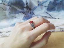 Load image into Gallery viewer, S925 Silver Plated Hollow Pattern Agate Ring with Imperial Ancient Style, National Style, Retro Style Ring
