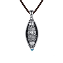 Load image into Gallery viewer, S925 Sterling Silver Lucky Transfer Six Words Turquoise Nine Eyes Beads Pendant Necklace
