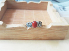 Load image into Gallery viewer, S925 Silver Plated Hollow Pattern Agate Ring with Imperial Ancient Style, National Style, Retro Style Ring
