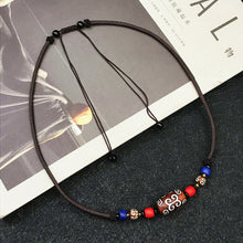 Load image into Gallery viewer, Tibetan pattern dzi collarbone chain ethnic style antique onyx dzi necklace adjustable sweater chain
