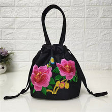 Load image into Gallery viewer, Ethnic style embroidered bag, embroidered canvas bag, mobile phone change, drawstring small bag, women&#39;s bucket bag
