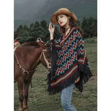 Load image into Gallery viewer, Warmth in autumn and winter, the head shawl of the river loop wears the national custom Su sweater in the sky, and the ancient folk wind blows the opposite side
