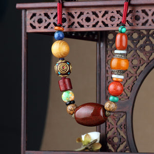 Ethnic style handmade Tibetan jewelry necklace vintage multi-treasure ceramic beads versatile cropped collarbone chain necklace women